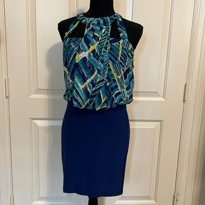 NWT Bisou Bisou tropical print halter dress